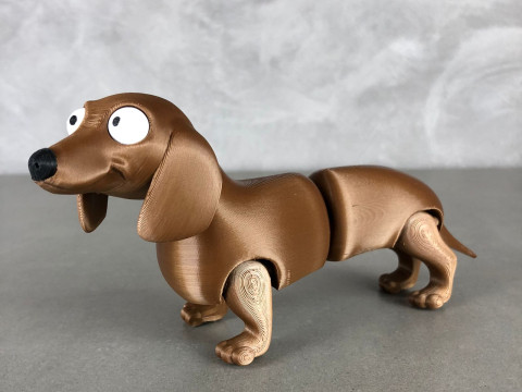 Dachshund Flexi - Print in Place - no supports - Articulated 3D Принт Модель