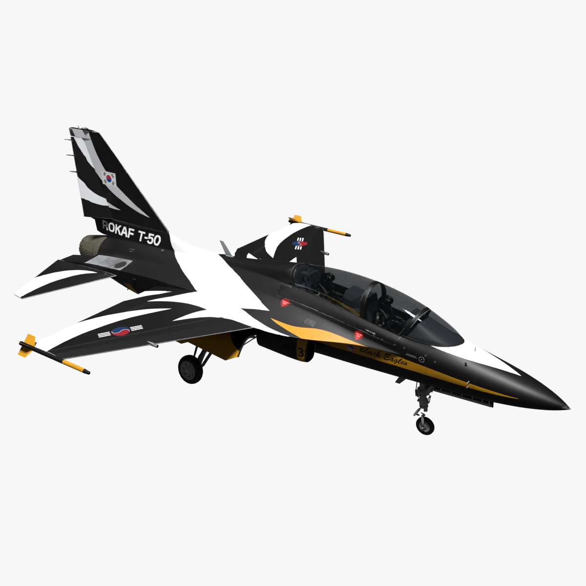 Aerobatics Black Eagles 3D Model .c4d .max .obj .3ds .fbx .stl .blend 