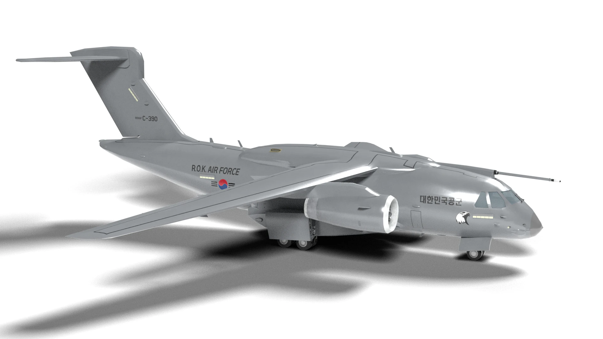 Military transport aircraft C-390 3D Model .c4d .max .obj .3ds .fbx .stl .blend 
