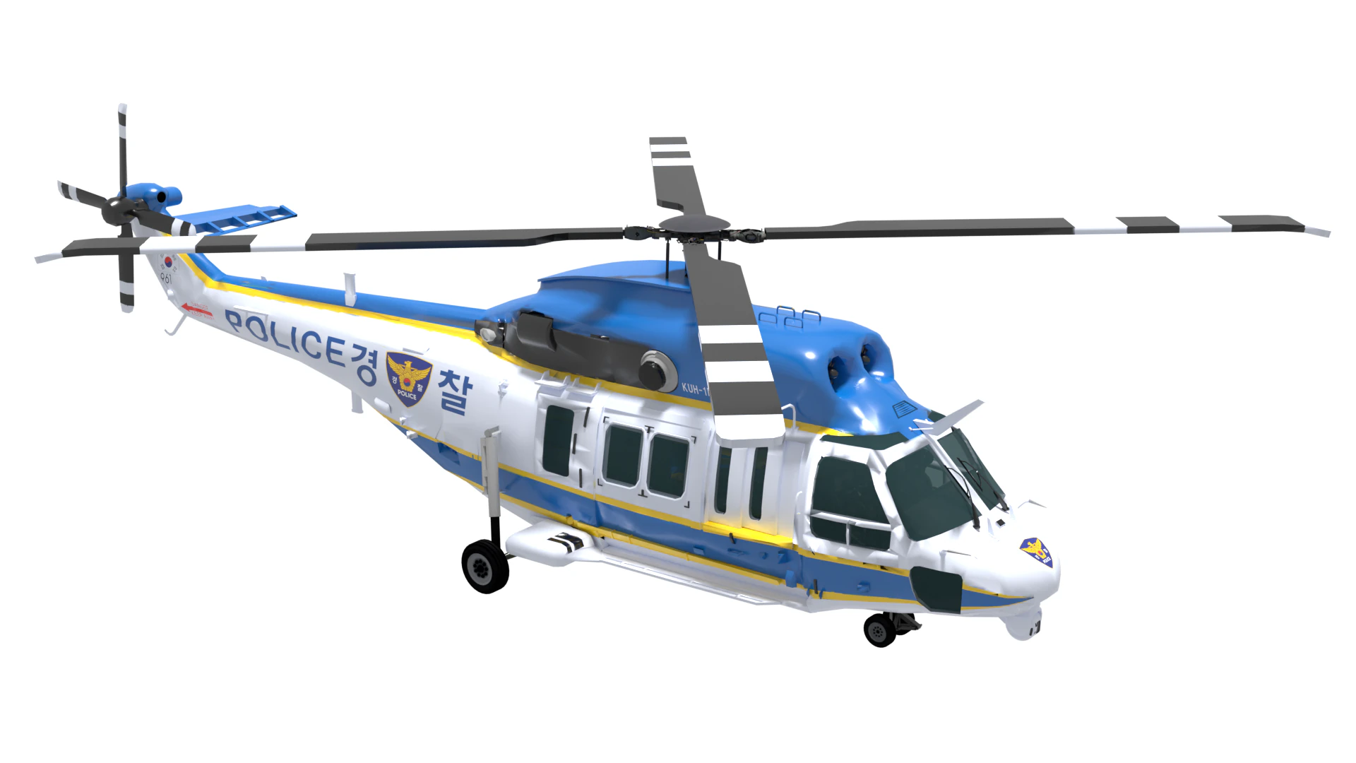 Police helicopter 3D Model .c4d .max .obj .3ds .fbx .stl .blend 