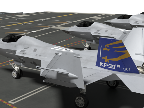 Korea Aircraft carrier with KF-21 Model 3D