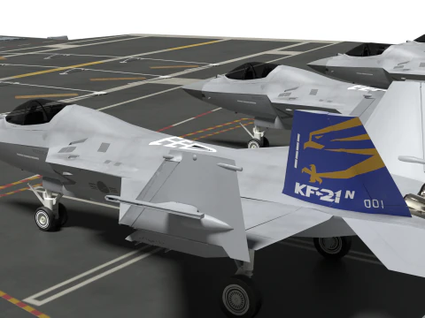 Korea Aircraft carrier with KF-21 3D Model