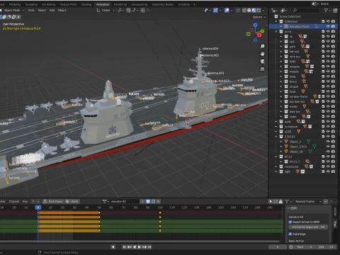 Korea Aircraft carrier with KF-21 3D Model