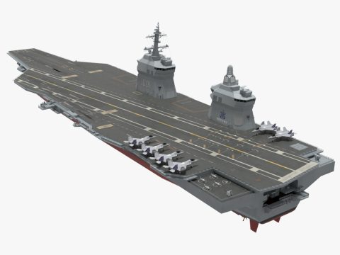 Korea Aircraft carrier with KF-21 Model 3D