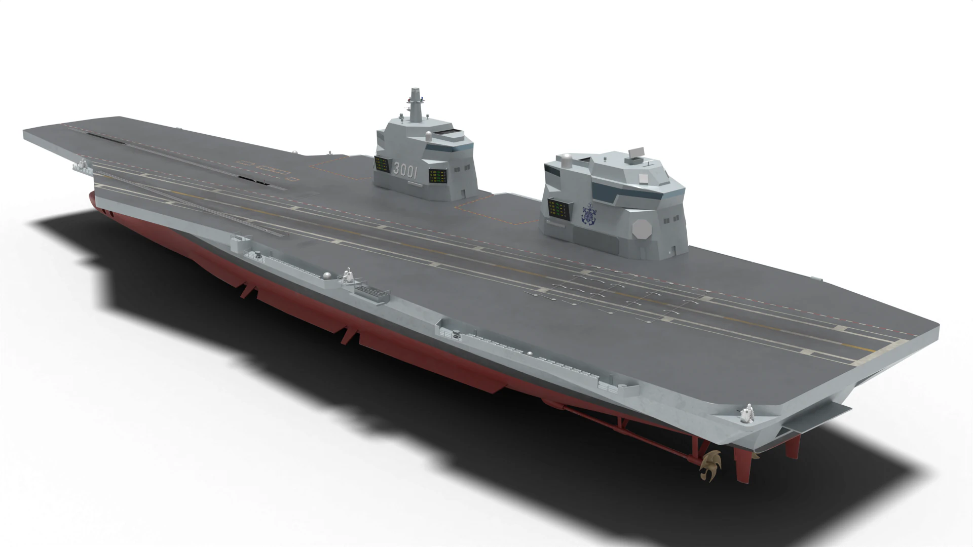 Korea Heavy aircraft carrier CVX 3D Model .c4d .max .obj .3ds .fbx .stl .blend 