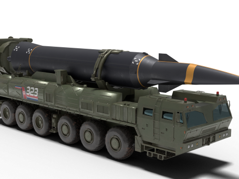 North Koreas hypersonic missile Hwasung-8 and its launcher 3D Model