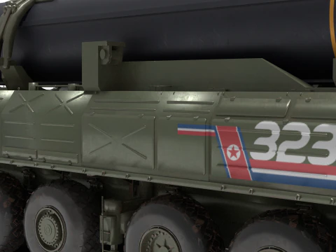 Rudal hipersonik Korea Utara Hwasong-8 dan peluncurnya Model 3D