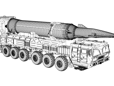 North Koreas hypersonic missile Hwasung-8 and its launcher 3D 模型