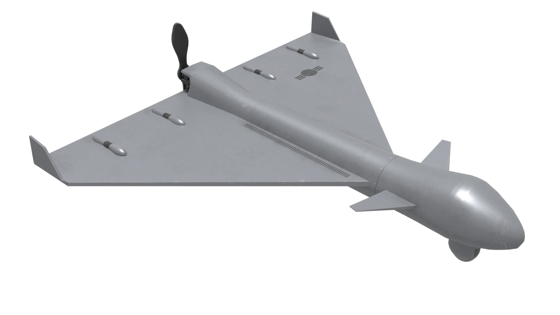 Unmanned attack aircraft 3D Model .c4d .max .obj .3ds .fbx .stl .blend 