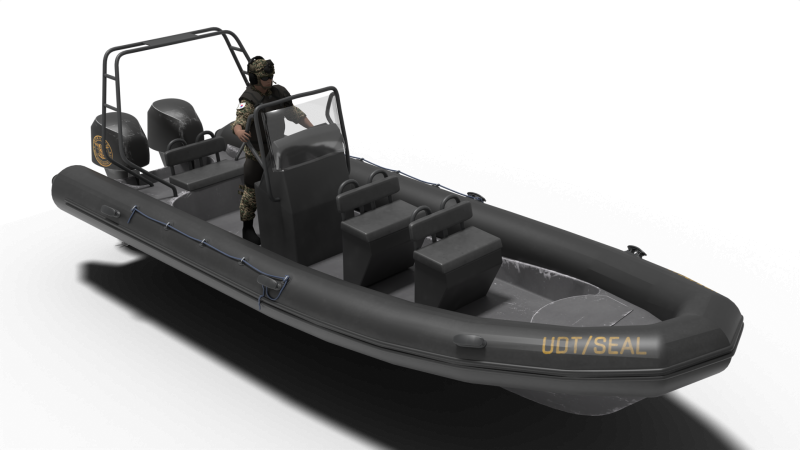 Zodiac military boat and Soldier Modelo 3D .c4d .max .obj .3ds .fbx .stl .blend 