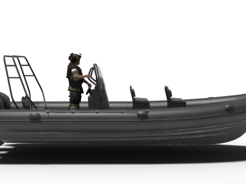 Zodiac military boat and Soldier Modelo 3D