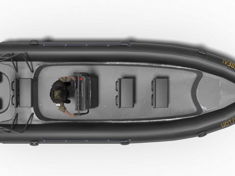 Zodiac military boat and Soldier Modelo 3D