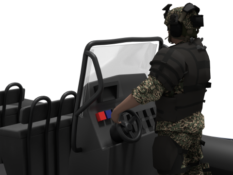 Zodiac military boat and Soldier Modelo 3D