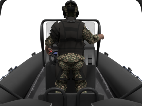 Zodiac military boat and Soldier Modelo 3D