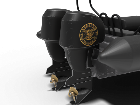 Zodiac military boat and Soldier Modelo 3D