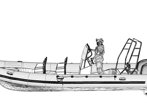 Zodiac military boat and Soldier Modelo 3D