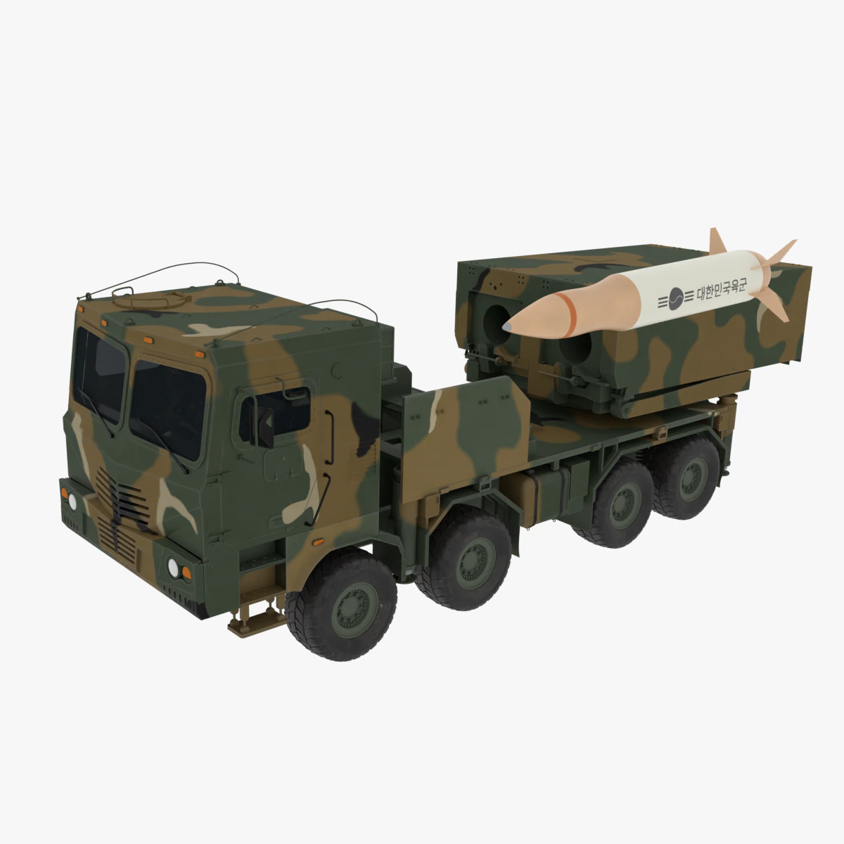 Korea Missile launcher Cheon-mu 600mm ver 3D Model .c4d .max .obj .3ds .fbx .stl .blend 