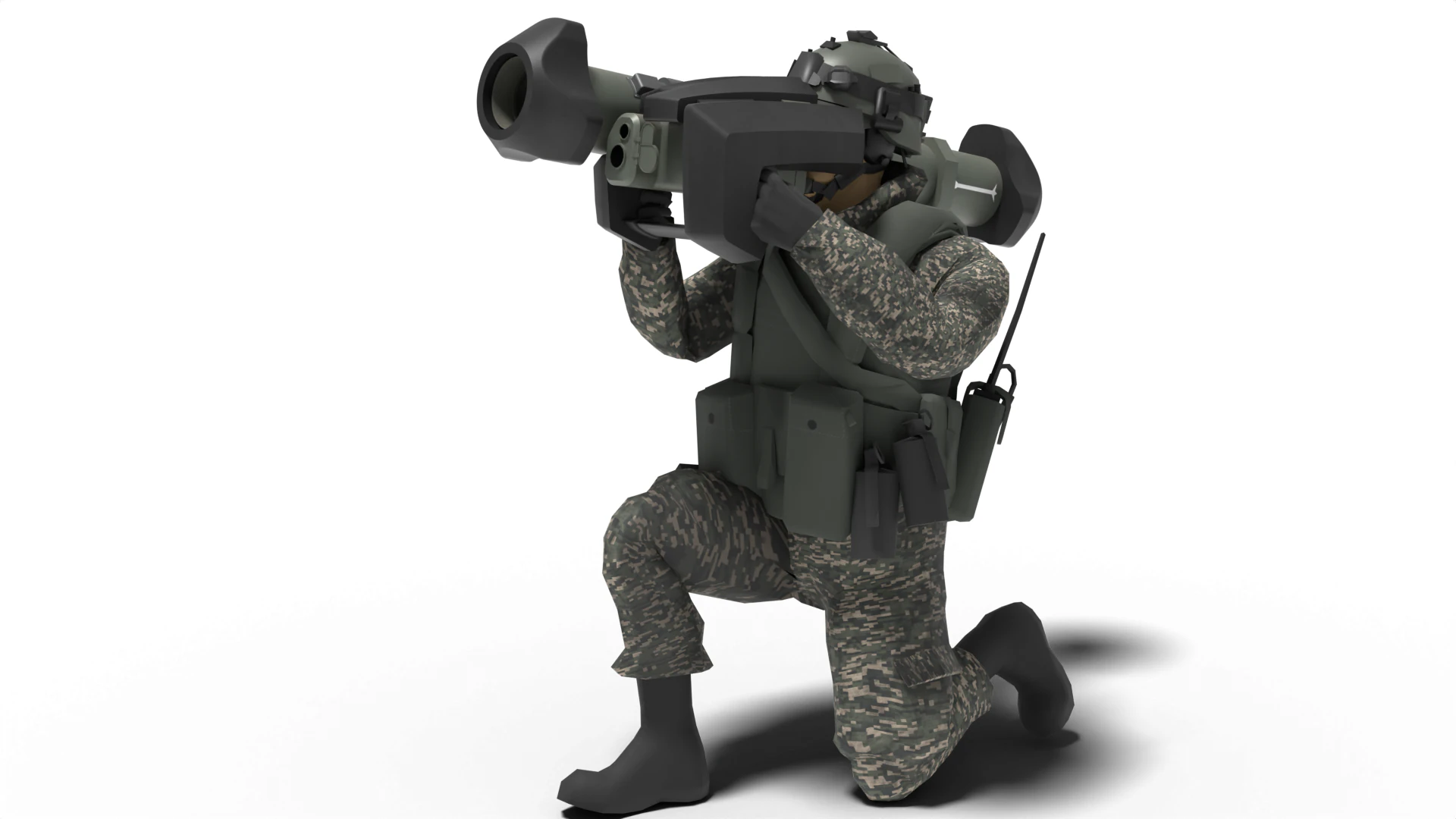 Portable missile Hyungoong and soldier 3D Model .c4d .max .obj .3ds .fbx .stl .blend