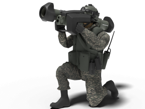 Portable missile Hyungoong and soldier 3D Model