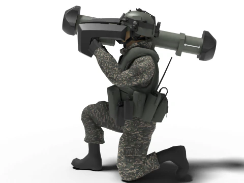 Portable missile Hyungoong and soldier 3D Model