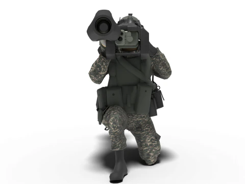 Portable missile Hyungoong and soldier 3D Model