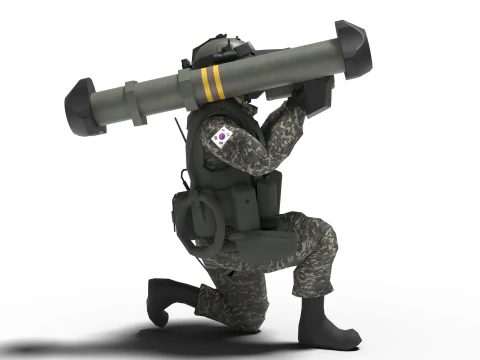 Portable missile Hyungoong and soldier 3D Model