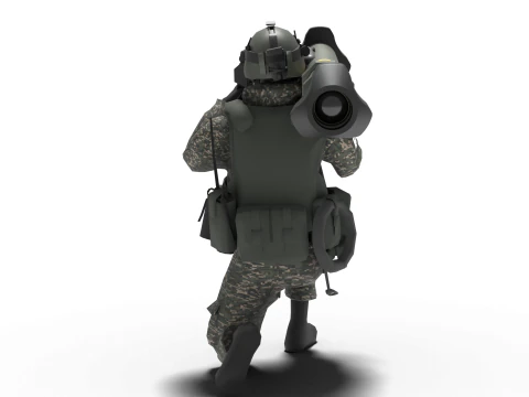 Portable missile Hyungoong and soldier 3D Model