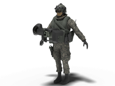 Portable missile Hyungoong and soldier 3Dモデル