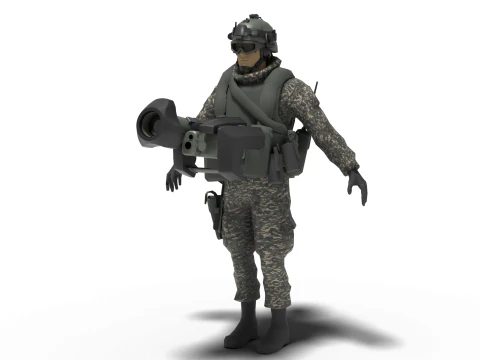 Portable missile Hyungoong and soldier 3D Model