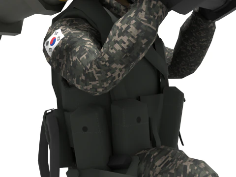Portable missile Hyungoong and soldier 3D Model