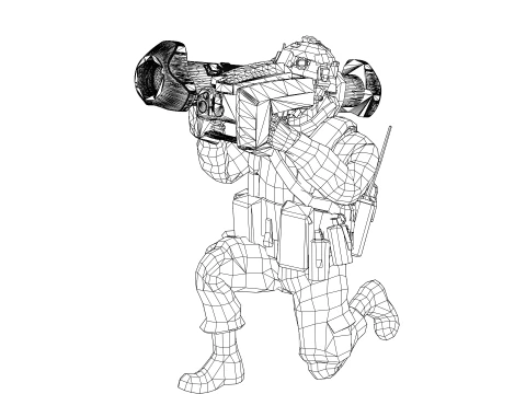 Portable missile Hyungoong and soldier 3D Model
