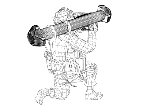 Portable missile Hyungoong and soldier 3D Model