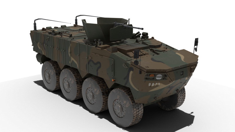 Korean armored vehicle K-808 with K-6 Modelo 3D .c4d .max .obj .3ds .fbx .stl .blend