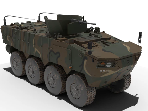 K-6 के साथ कोरियाई बख्तरबंद वाहन K-808 3D मॉडल