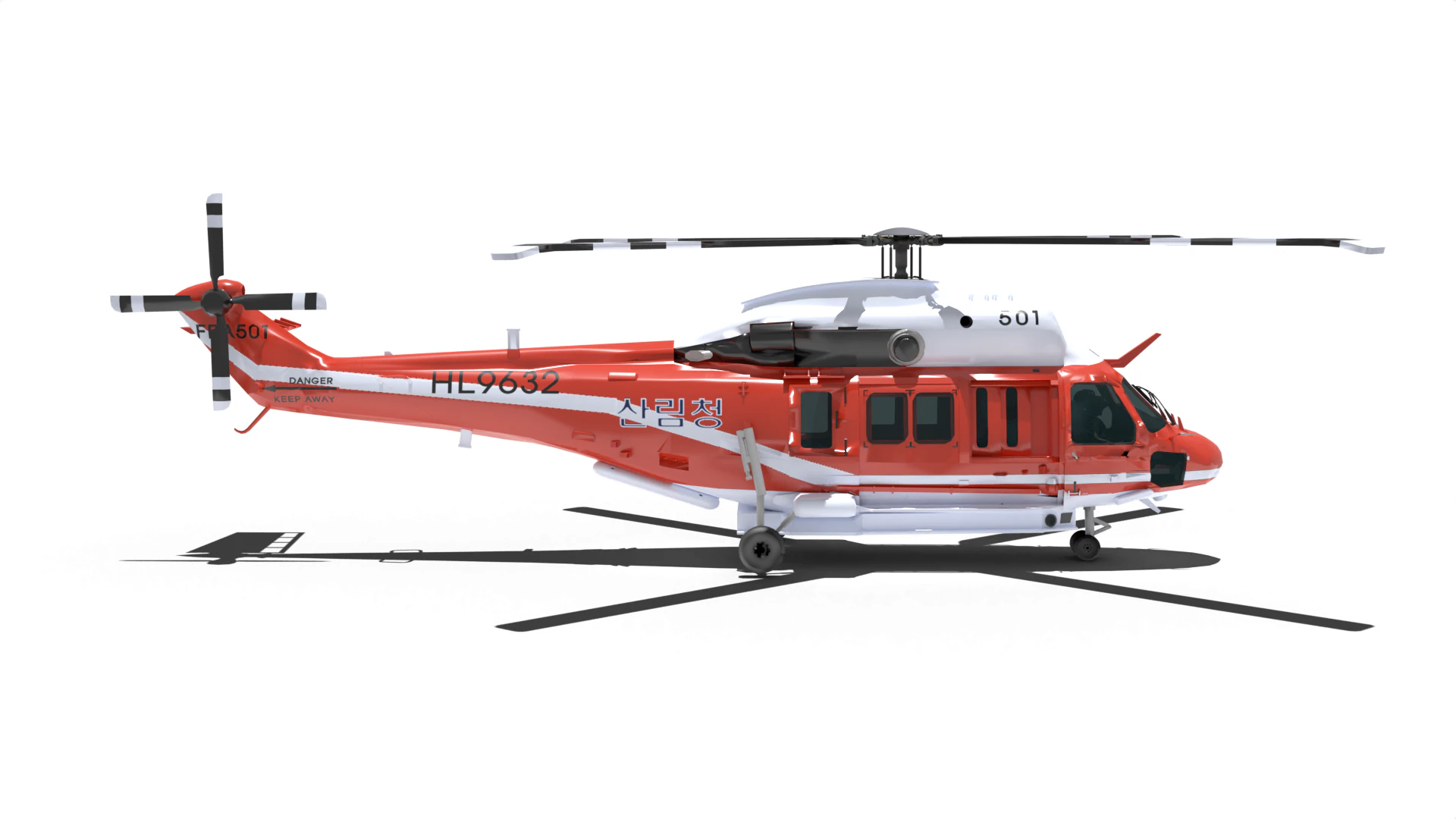 Korea Forest Service helicopter 3D Model .c4d .max .obj .3ds .fbx .stl .blend 