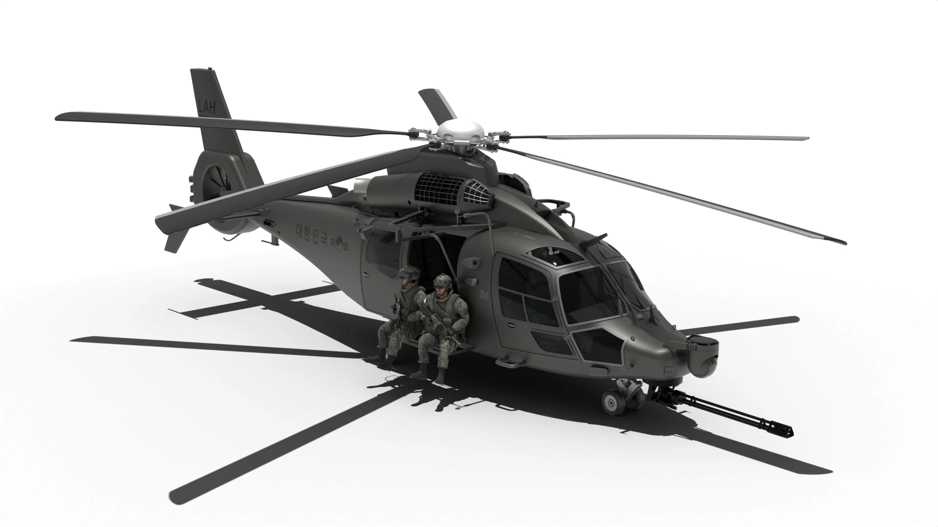 Korean attack helicopter LAH rappel version 3D Model .c4d .max .obj .3ds .fbx .stl .blend 