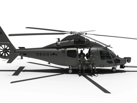 Korean attack helicopter LAH rappel version 3D Model