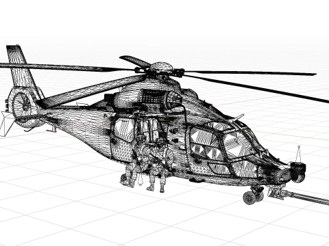Korean attack helicopter LAH rappel version 3D Model
