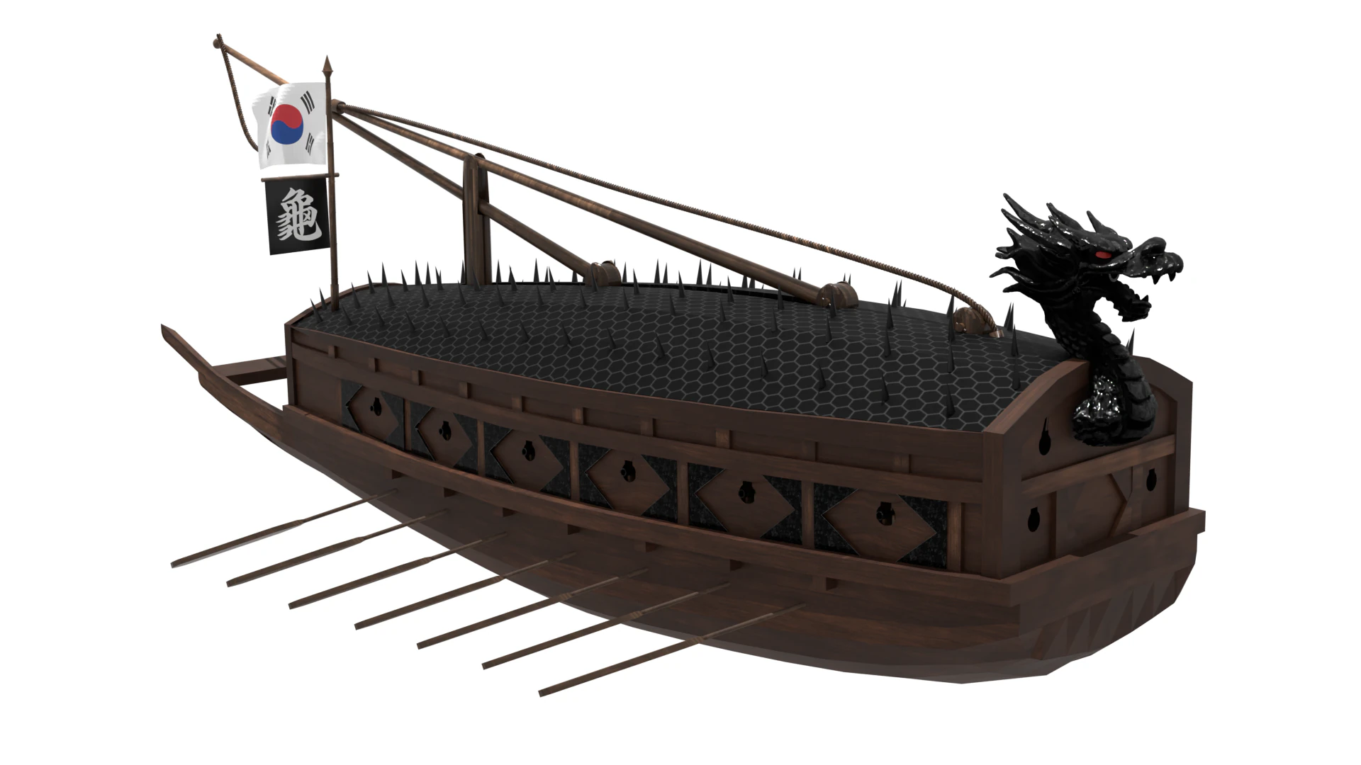 韩国李舜臣海军上将建造的龟船 3D 模型 .c4d .max .obj .3ds .fbx .stl .blend 