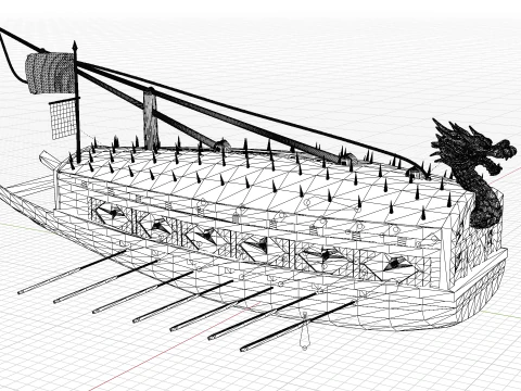 韩国李舜臣海军上将建造的龟船 3D 模型
