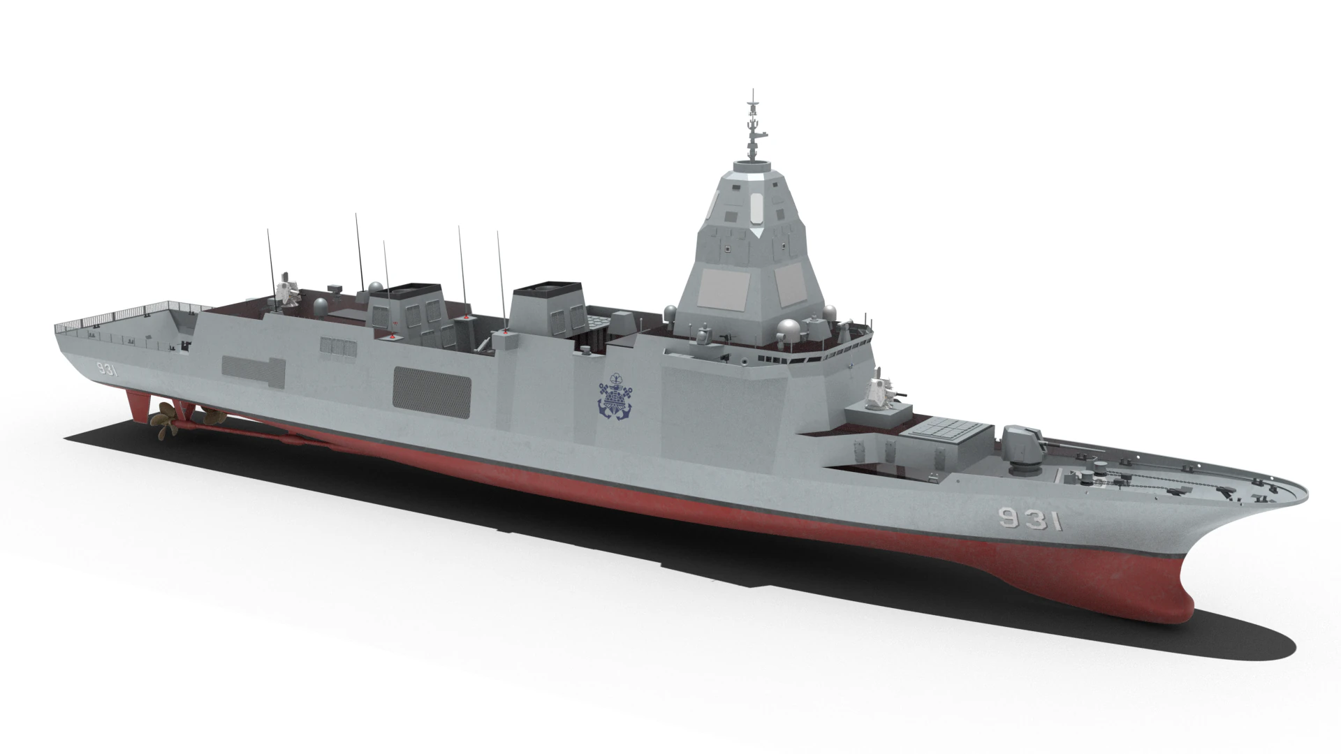 Korean next-generation destroyer KDDX-3 3D Model .c4d .max .obj .3ds .fbx .stl .blend 