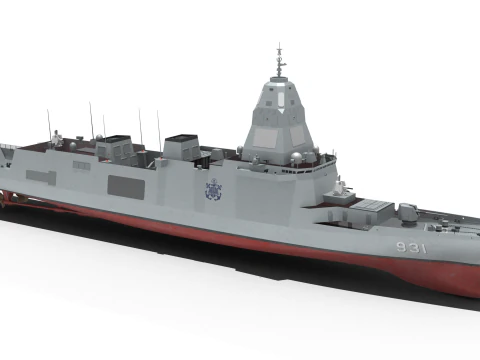 Cacciatorpediniere coreano di nuova generazione KDDX-3 Modello 3D