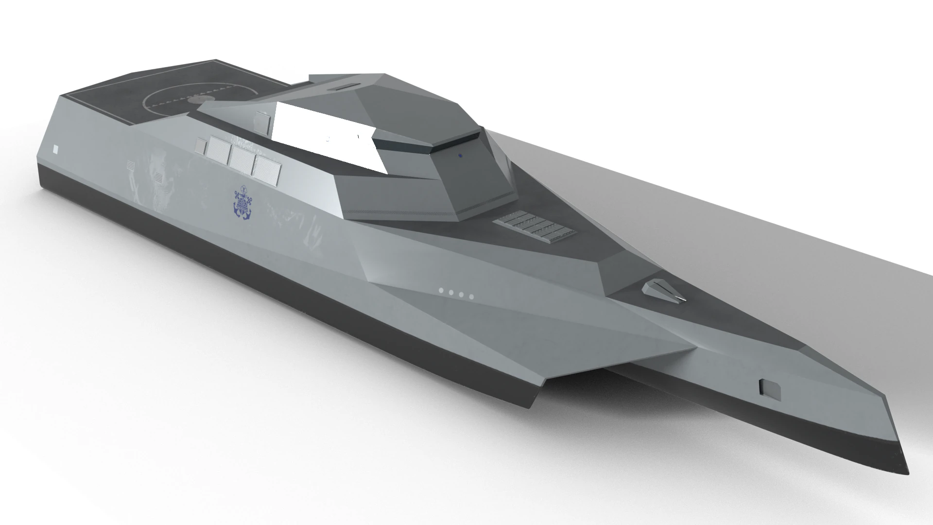Korean drone command and control ship 3D Model .c4d .max .obj .3ds .fbx .stl .blend