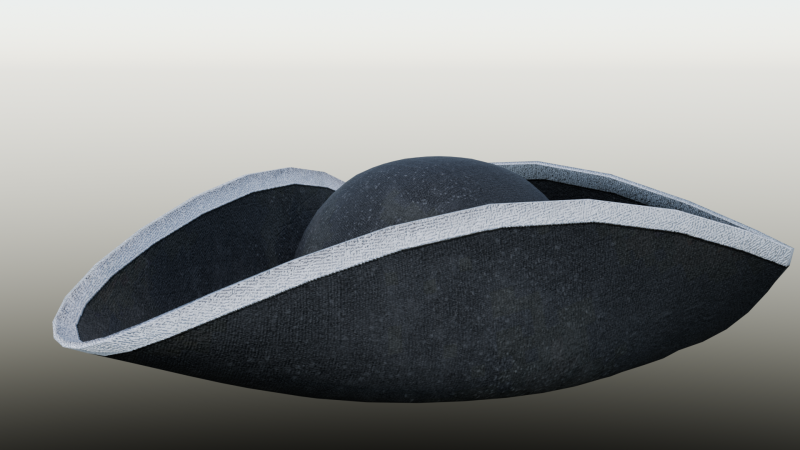 18th century Tricorne pirate hat low poly game ready 3D Model .c4d .max .obj .3ds .fbx .stl .blend 