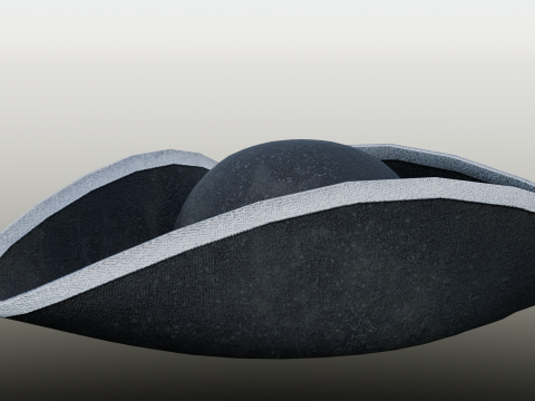 18th century Tricorne pirate hat low poly game ready Modelo 3D
