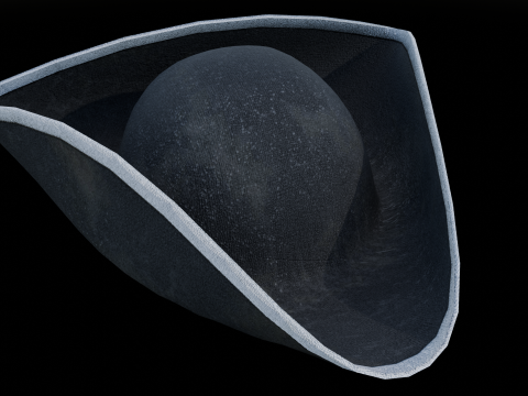18th century Tricorne pirate hat low poly game ready 3D Model