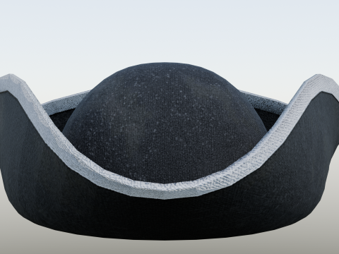 18th century Tricorne pirate hat low poly game ready 3D Model