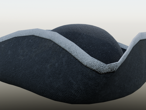 18th century Tricorne pirate hat low poly game ready 3D Model