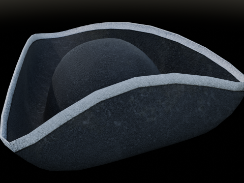 18th century Tricorne pirate hat low poly game ready 3D Model