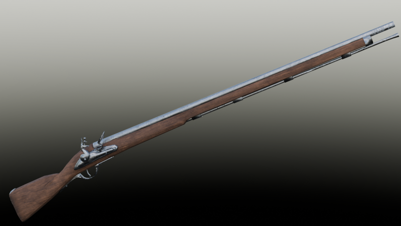 Swedish M1698 Flintlock Musket low poly 3Dモデル .c4d .max .obj .3ds .fbx .stl .blend 